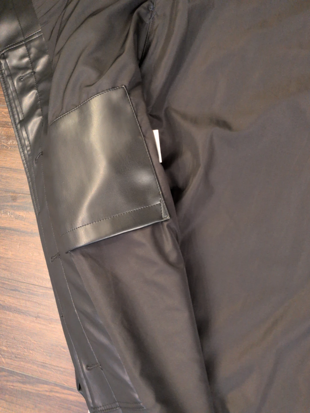 Black Faux Leather Trench Coat - photo 3