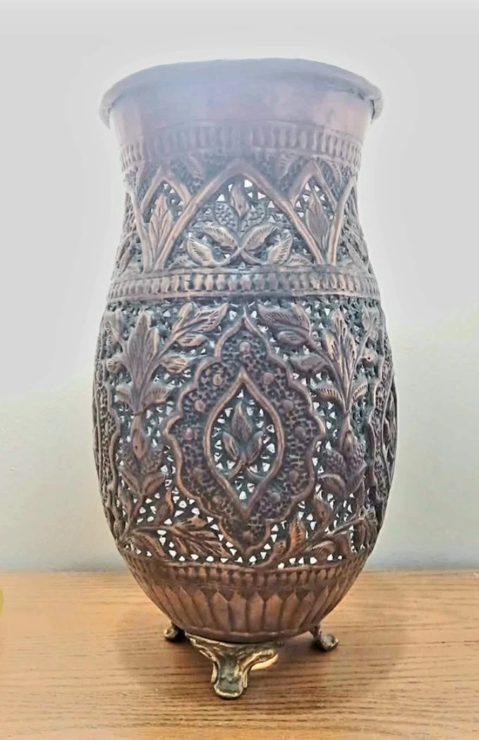 Unique Antique 1800s Persian Copper Repousse Vase - photo 2