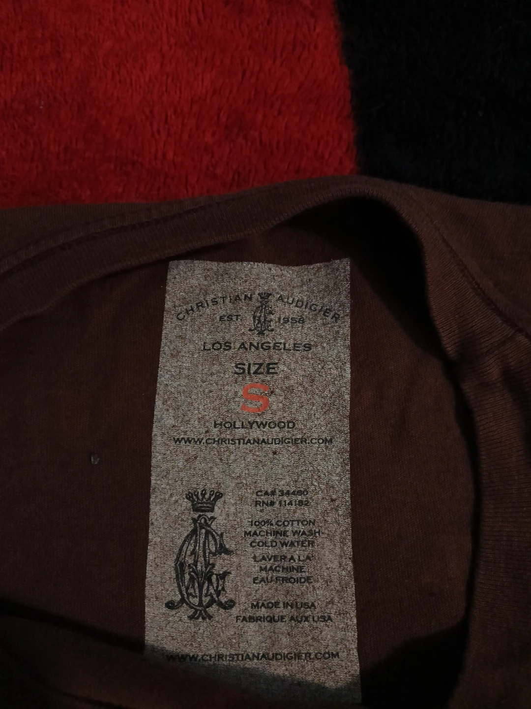 Christian Audigier Brown "Rebel" Skull & Roses T-Shirt Size S - photo 3