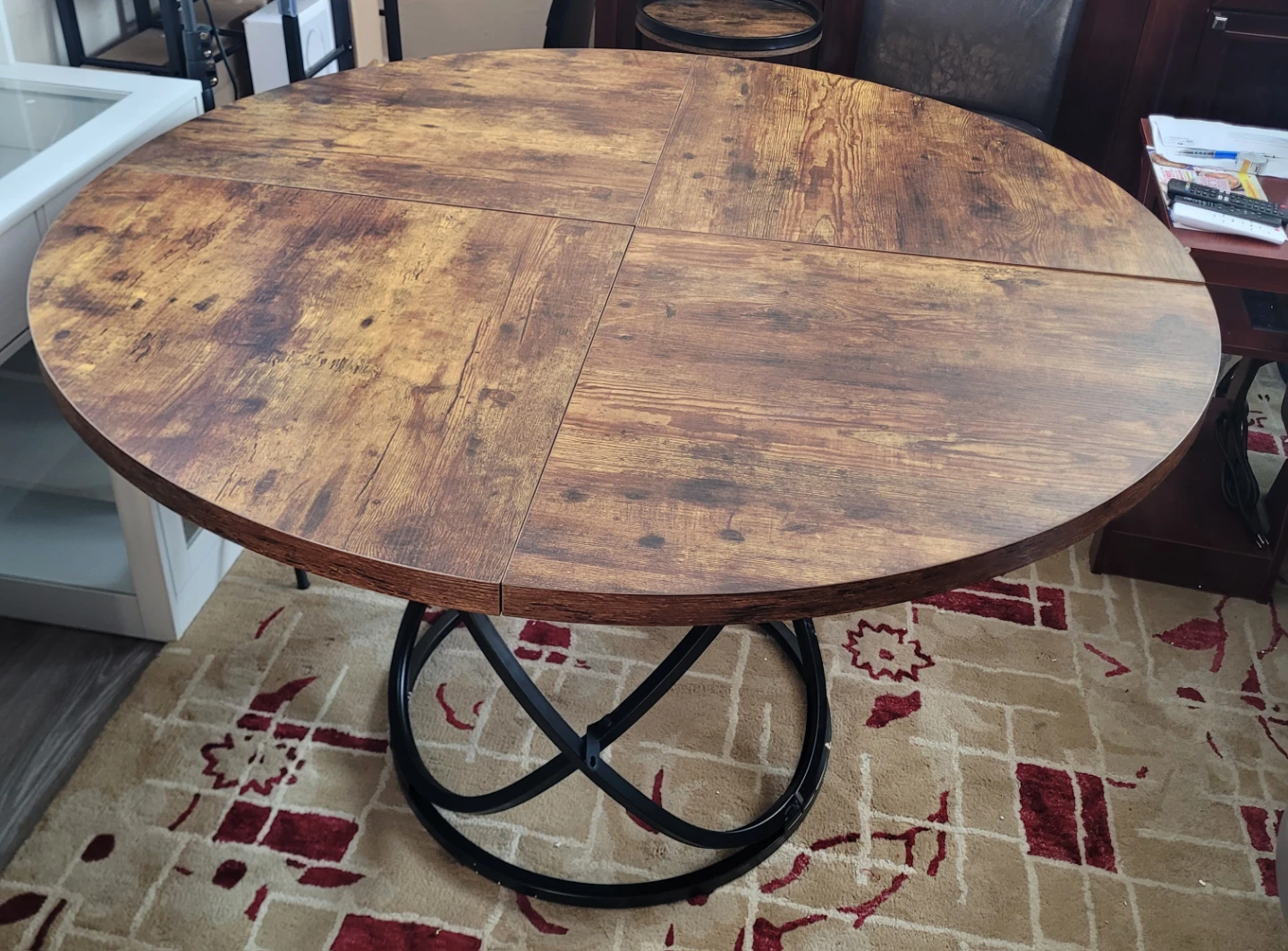 Round Wood Dining Table with Pedestal Base