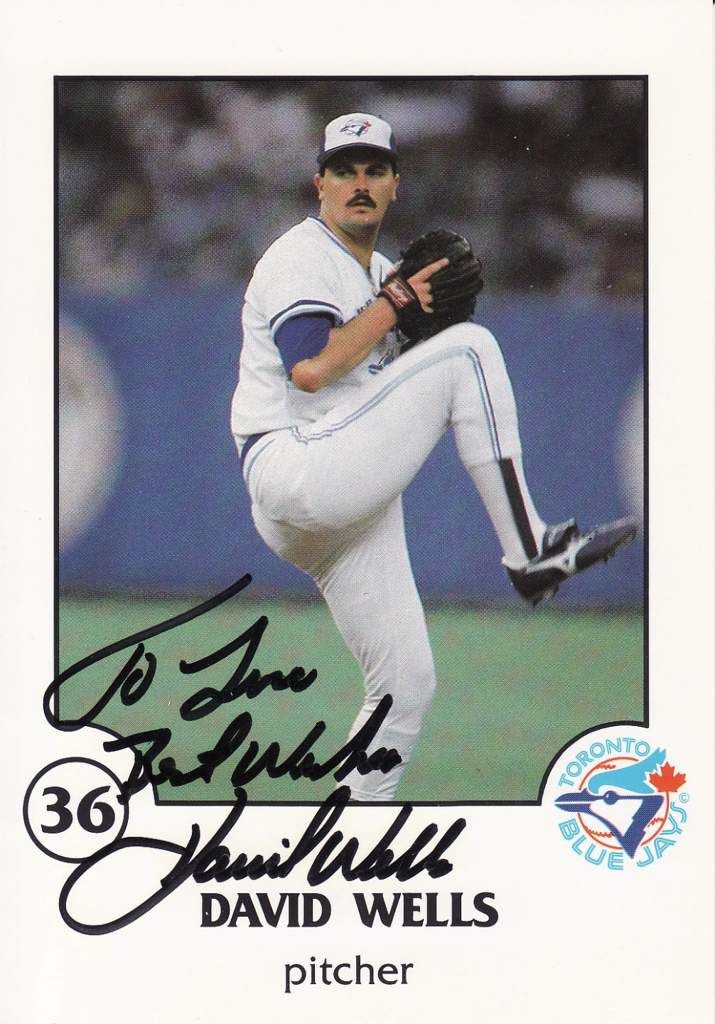 David Wells Toronto Blue Jays Signed Baseball Card