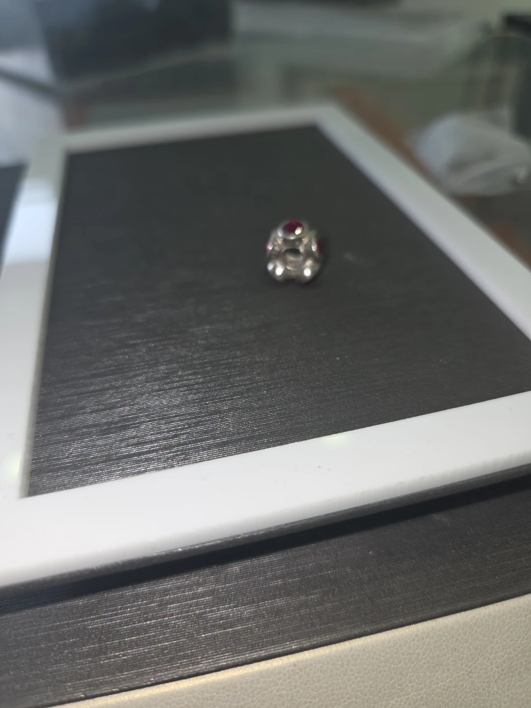 Silver Charm with Red Stones - photo 2