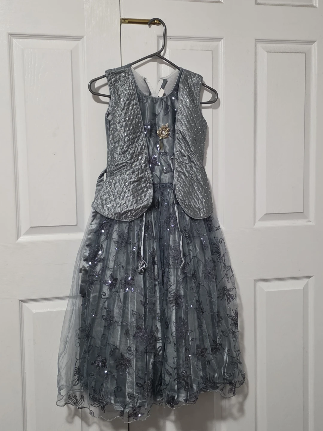 Girl's Grey Formal Dress with Vest