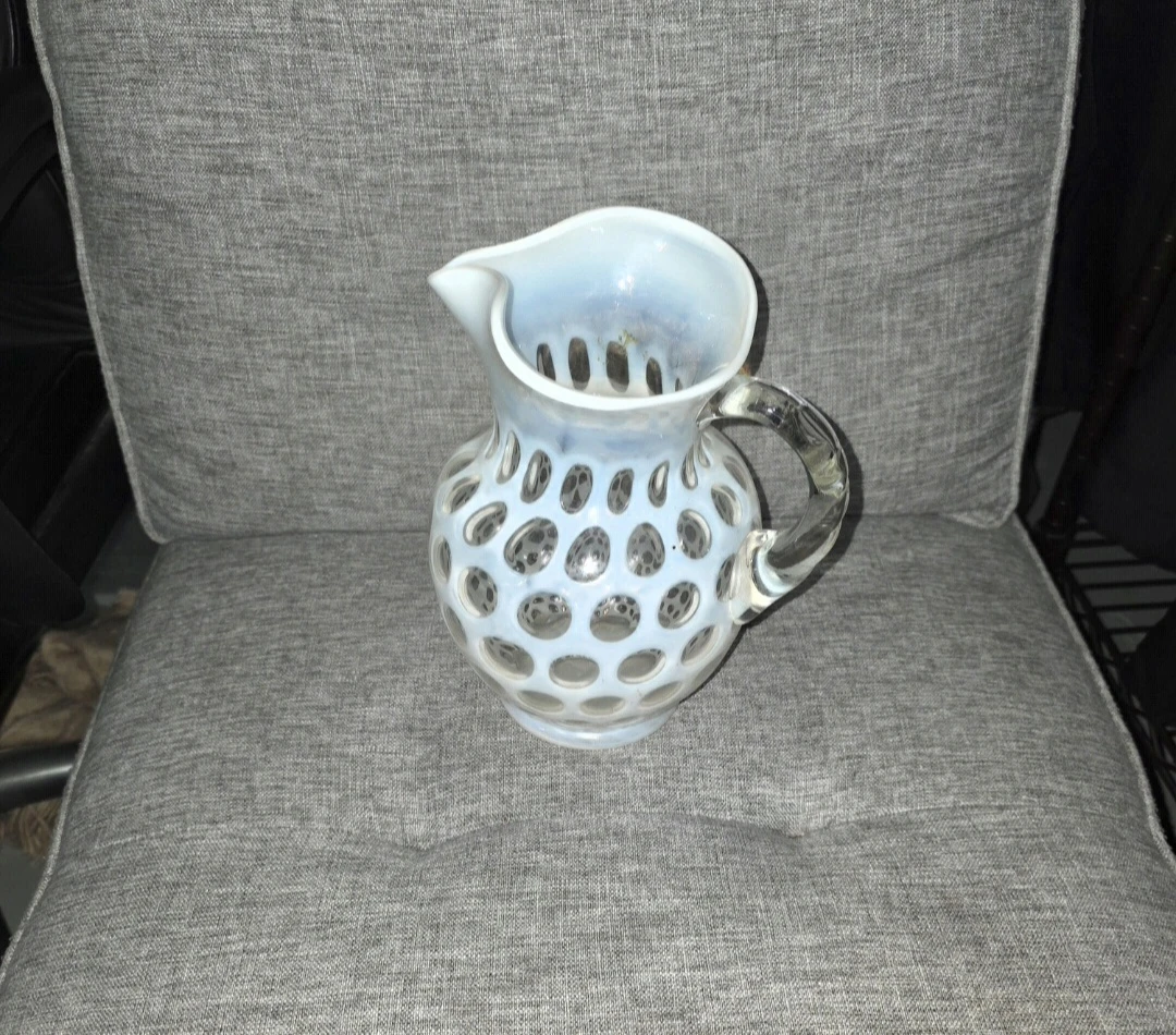 Opaline Glass Pitcher with Cutout Pattern - photo 3