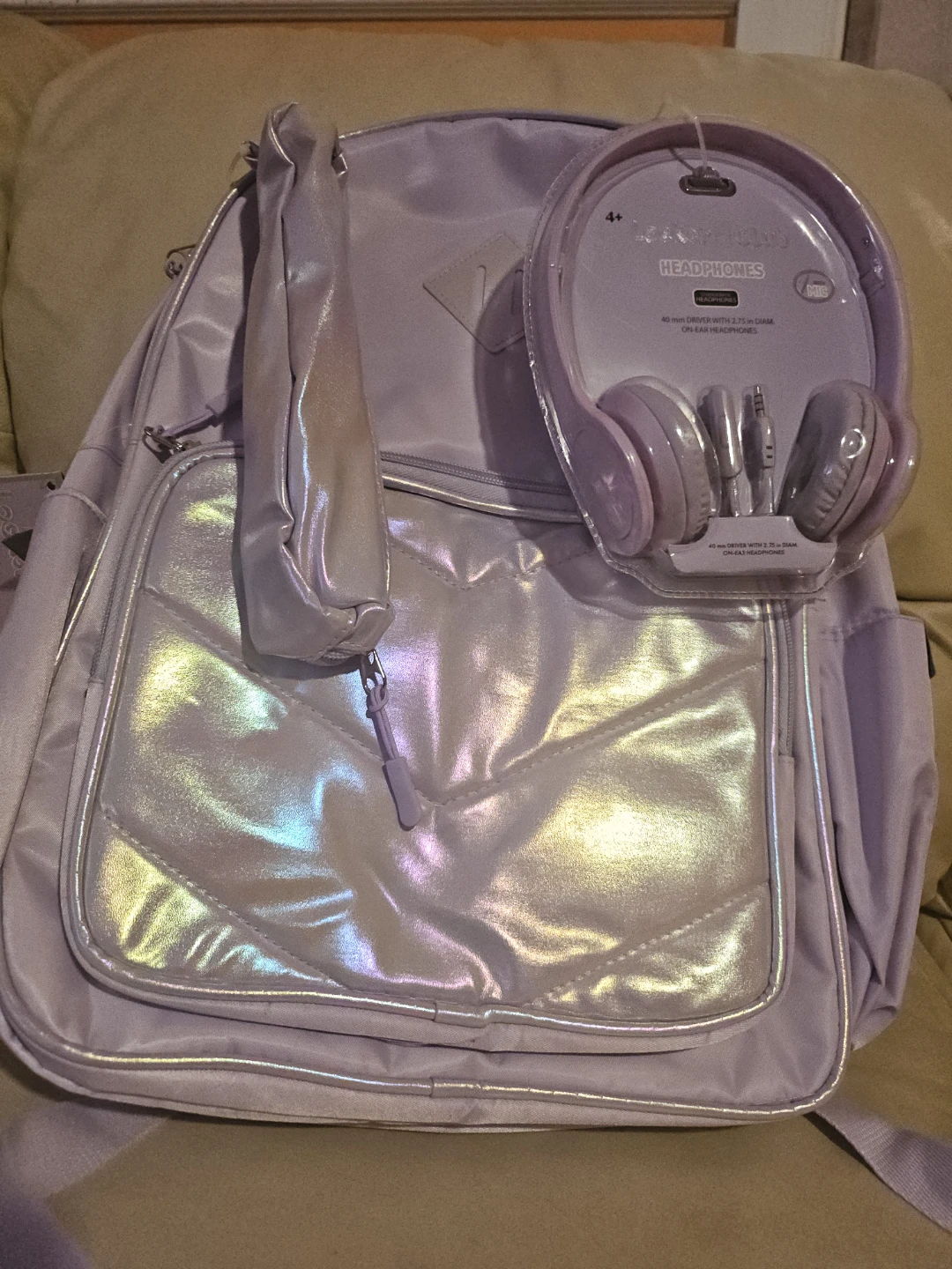 Purple Backpack with Matching Headphones