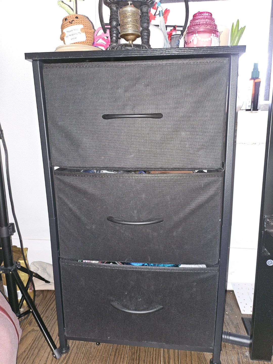 Black 3-Drawer Fabric Storage Unit - photo 4