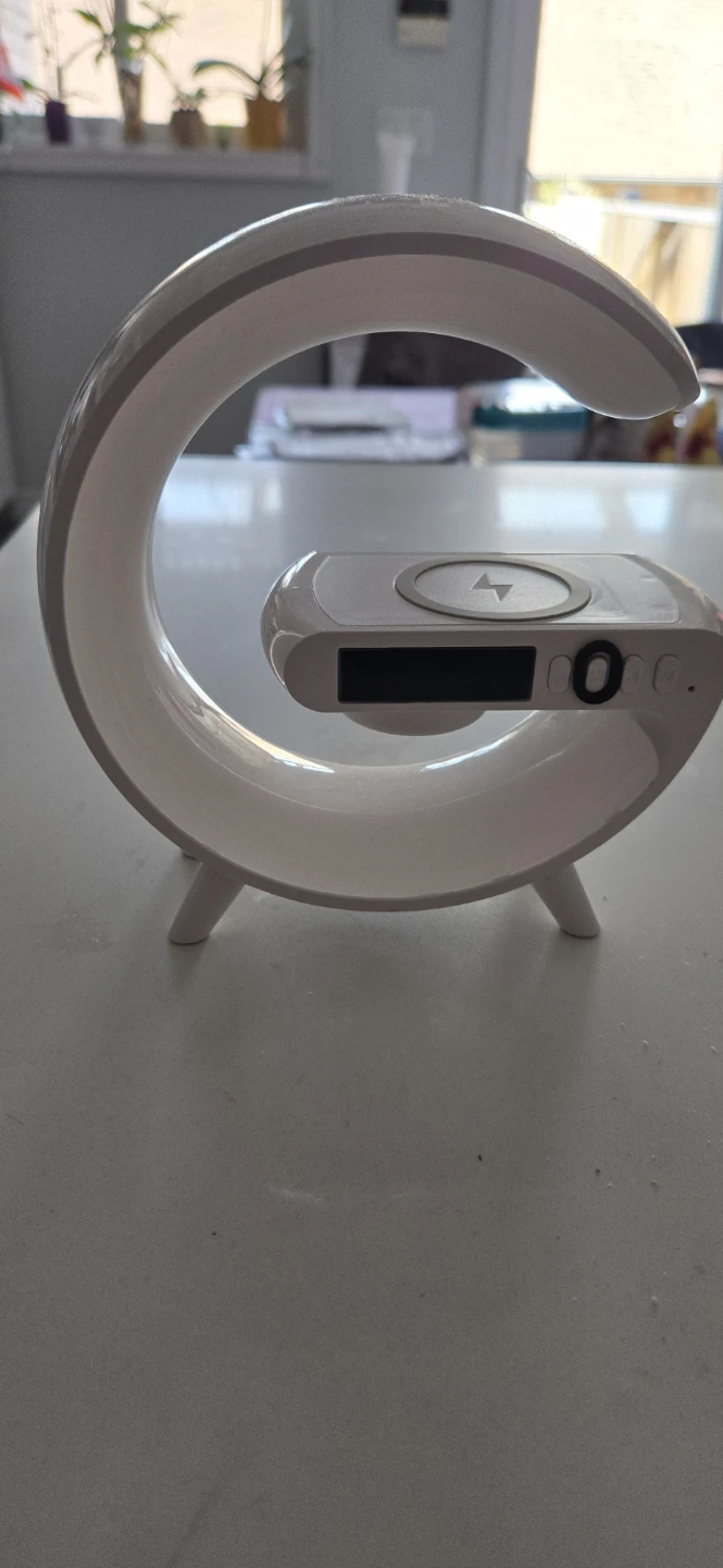 GOOGLE white desk lamp with Wireless Charger and Digital Clock