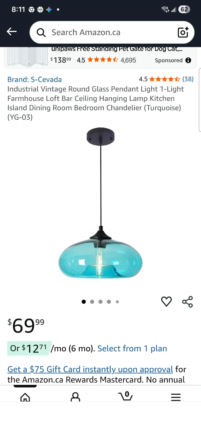 S-Cevada Industrial Vintage Turquoise Glass Pendant Light