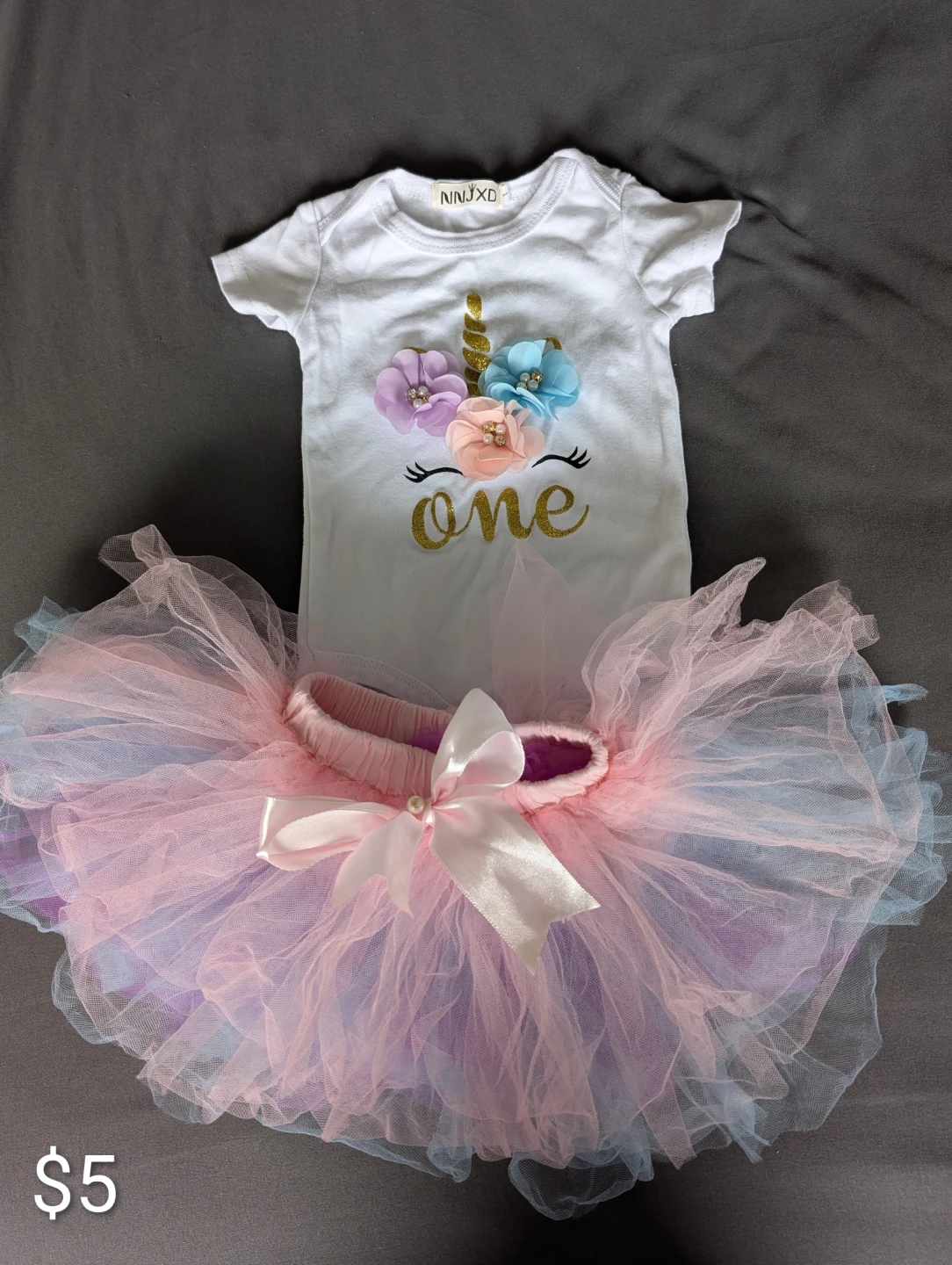 Baby Girl Unicorn "One" Bodysuit and Tutu Set