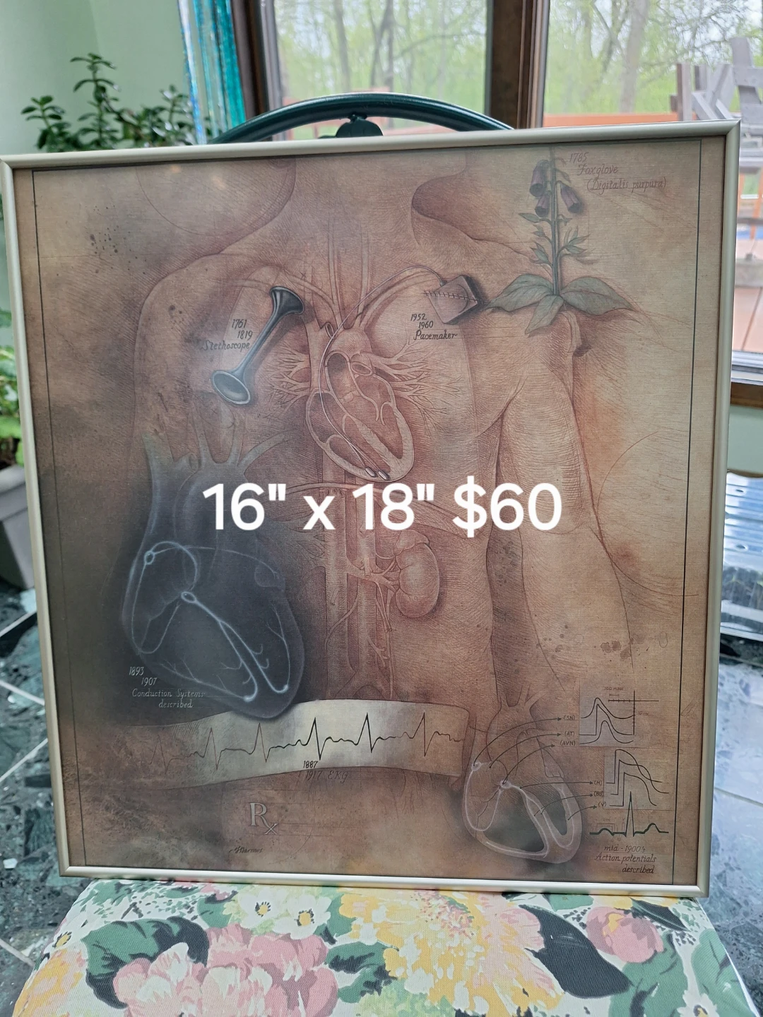 Framed Heart Art Print 16" x 18"