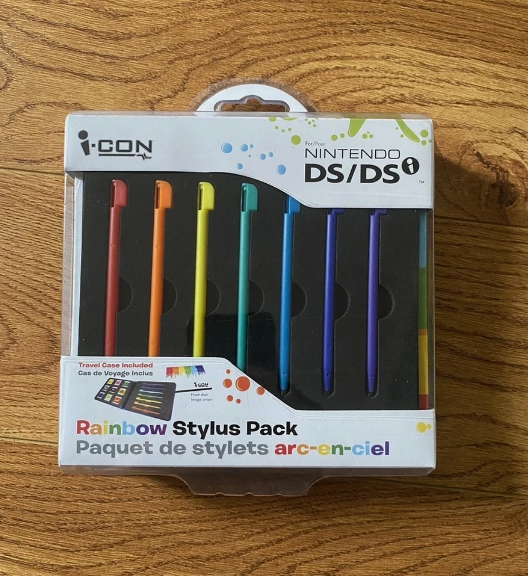 Rainbow Stylus Pack for Nintendo DS/DSi - Includes Travel Case