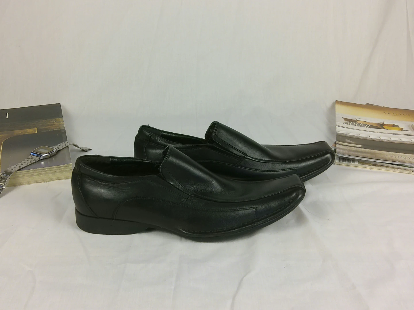 Aldo Men’s Black Leather Slip on Dress Shoes