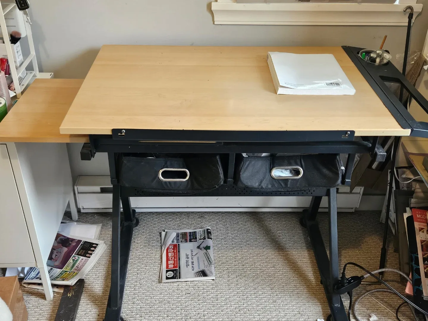 Adjustable Drafting Table with Storage Baskets - photo 2