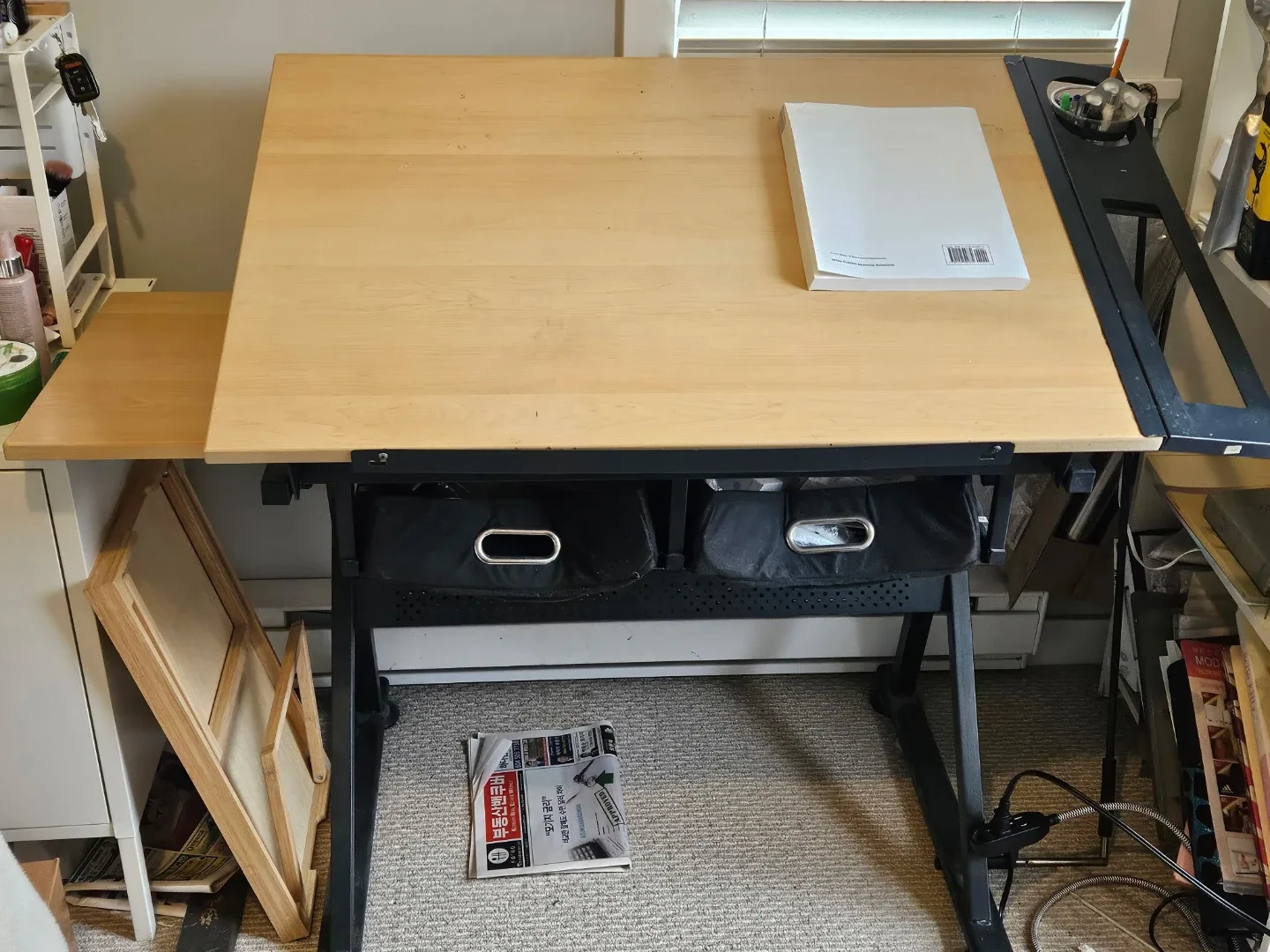 Adjustable Drafting Table with Storage Baskets - photo 3