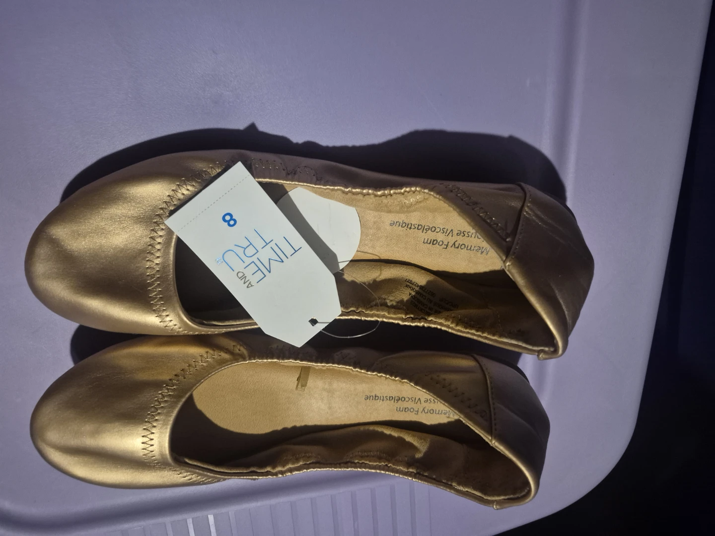 Time and Tru Women's Gold Ballet Flats Size 8 - photo 2