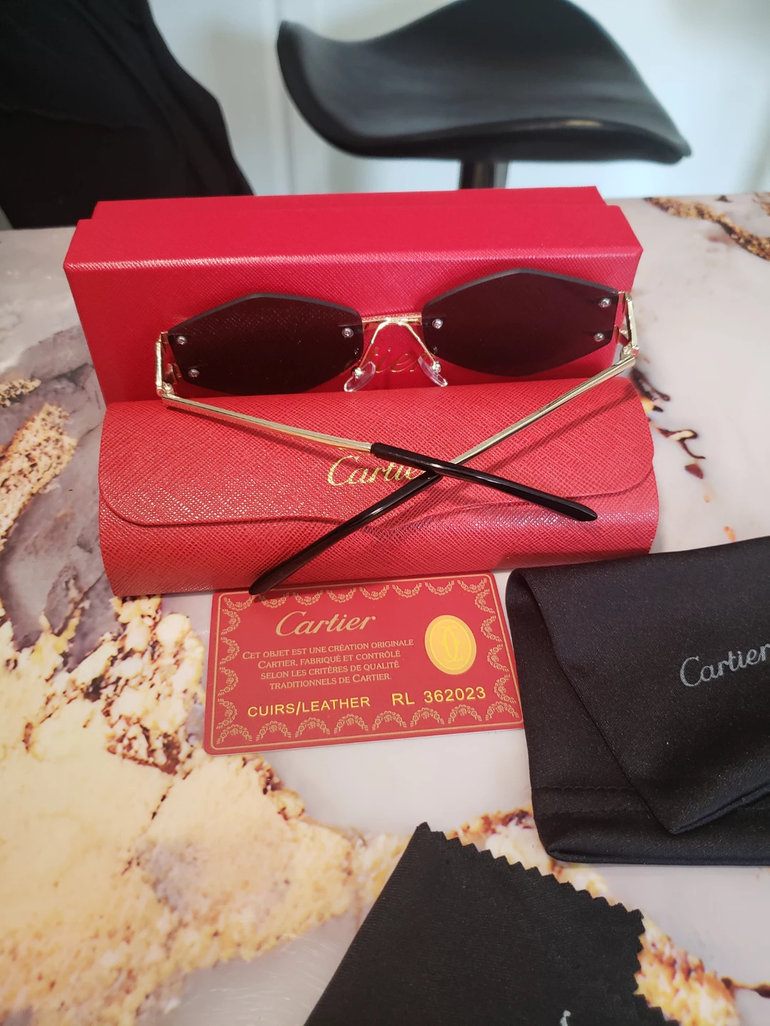 Cartier Rimless Sunglasses with Red Case
