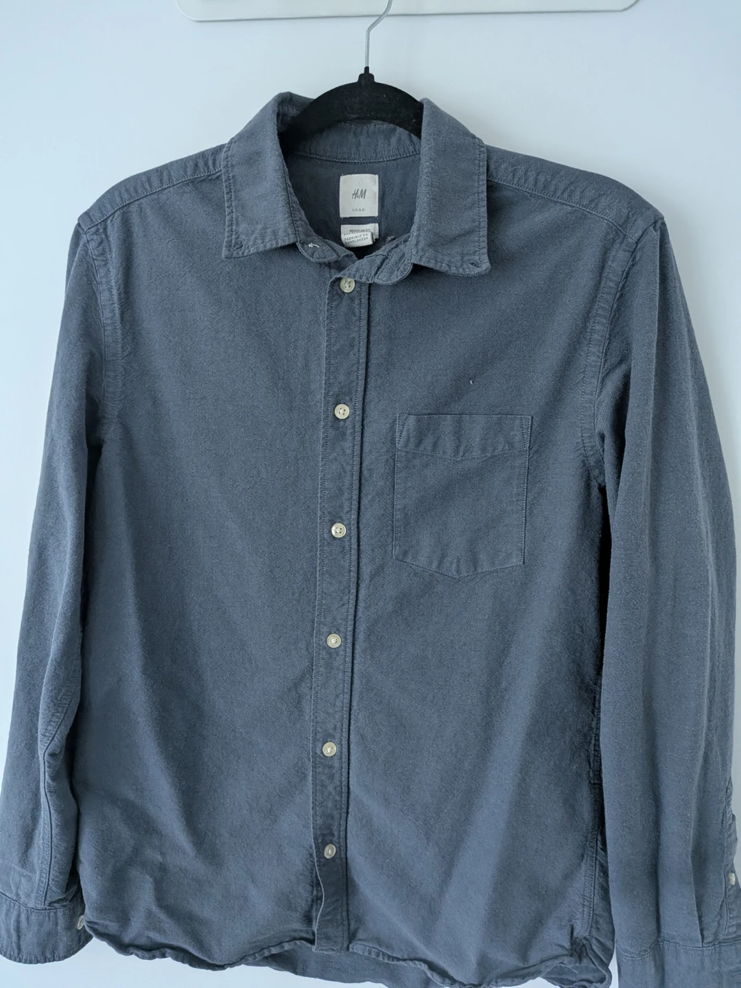 H&M LOGG Regular Fit Button-Up Shirt - Blue Denim - Size S