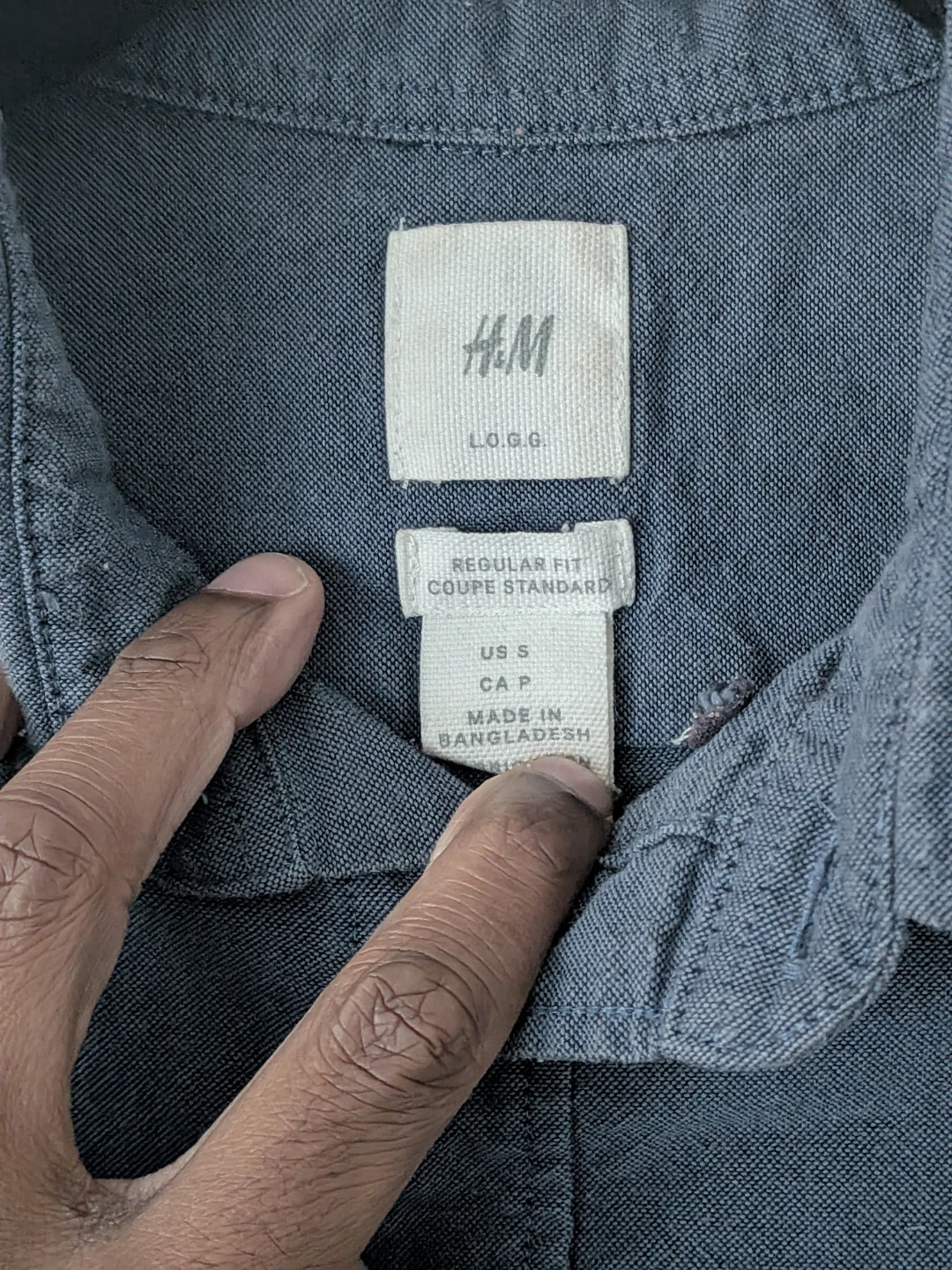H&M LOGG Regular Fit Button-Up Shirt - Blue Denim - Size S - photo 2