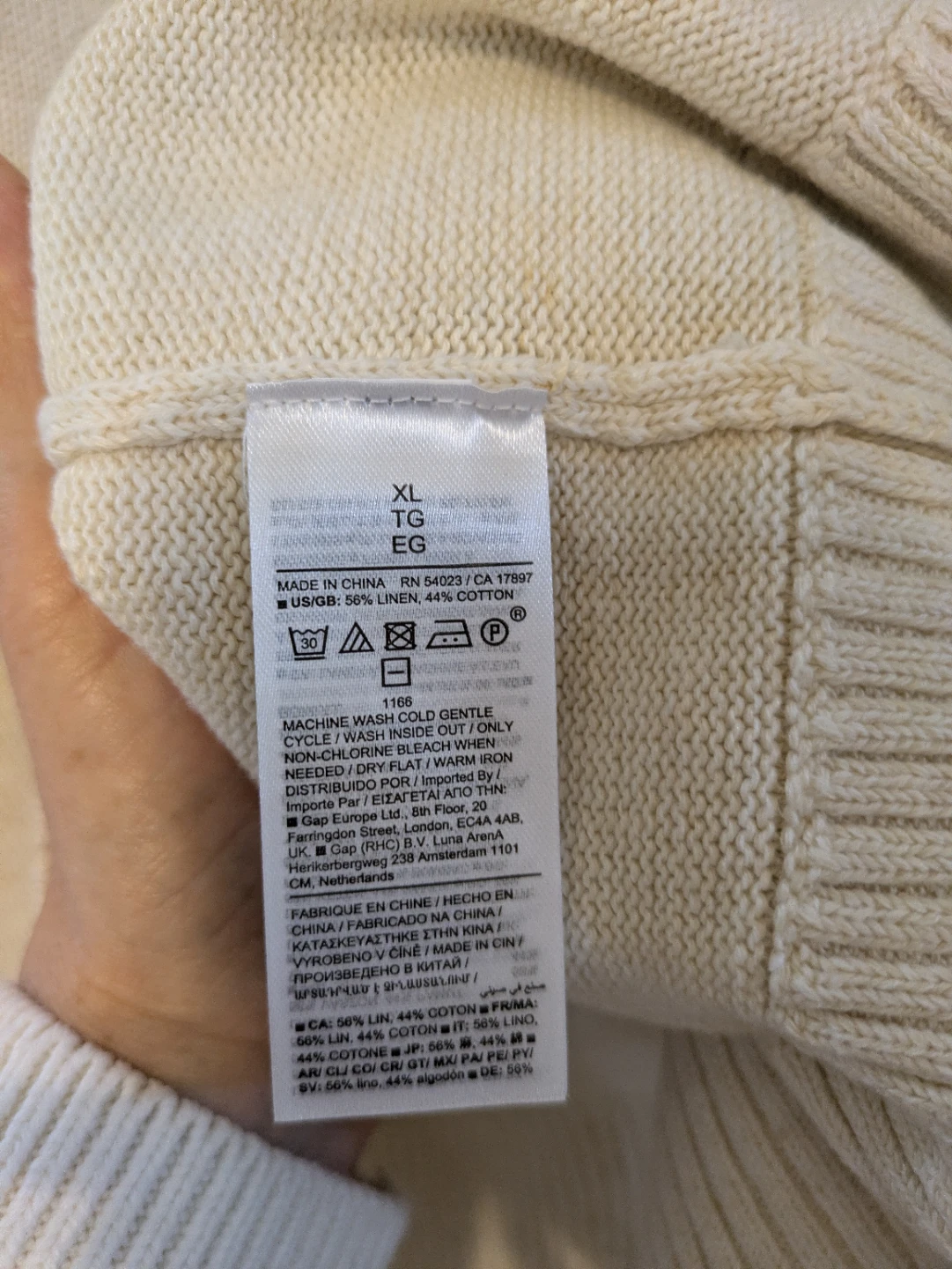 Banana Republic Cream Linen Cotton Sweater XL - photo 3