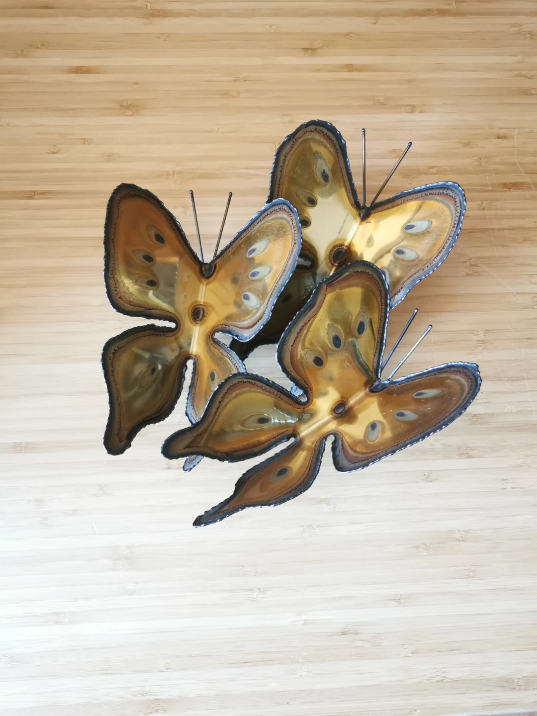 Vintage MCM Brass Copper Butterfly Wall Art Sculpture - photo 2