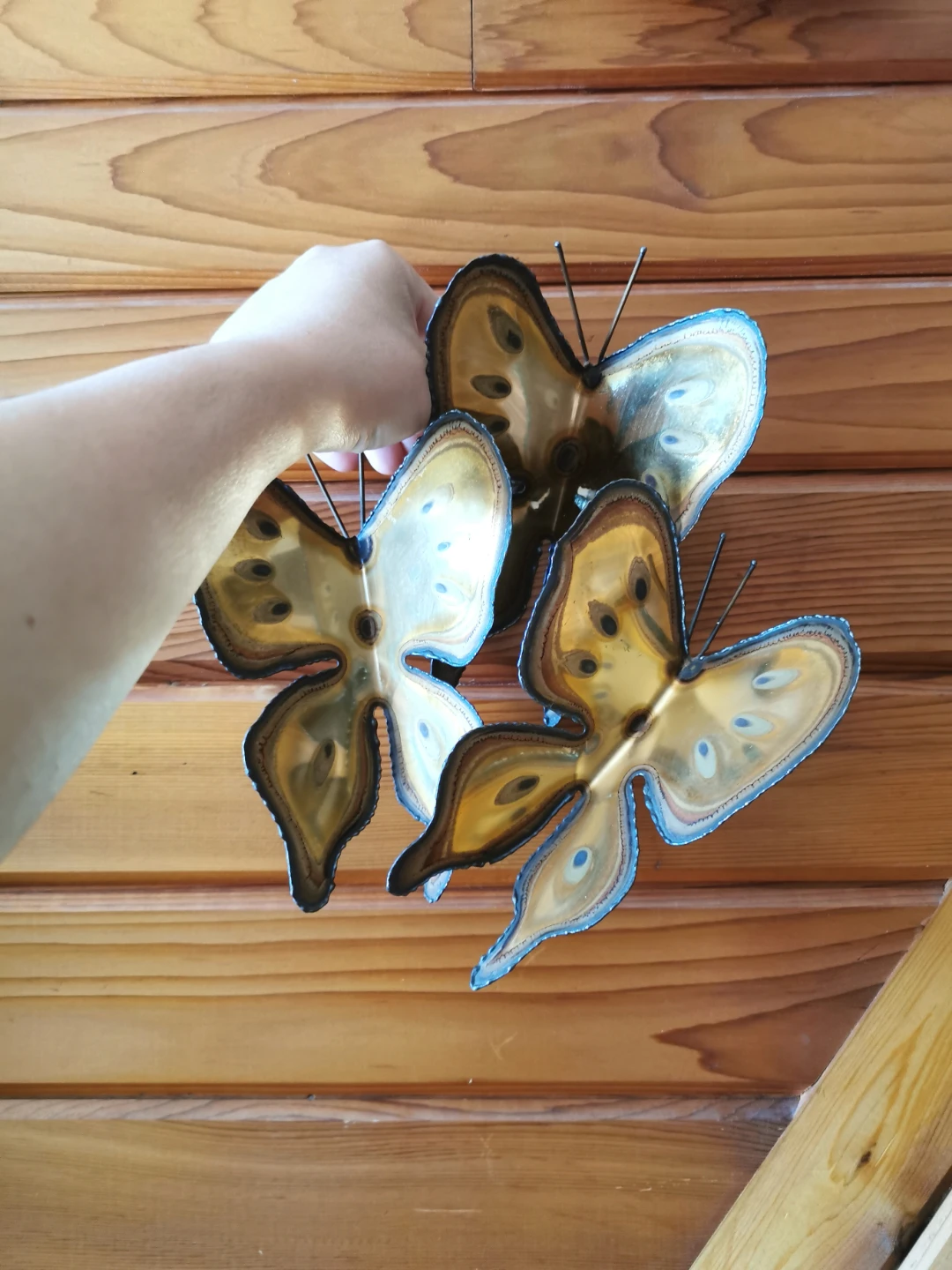 Vintage MCM Brass Copper Butterfly Wall Art Sculpture - photo 3