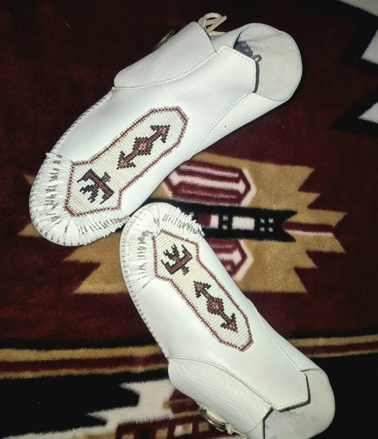 Vintage White Leather MinneTonka Moccasins