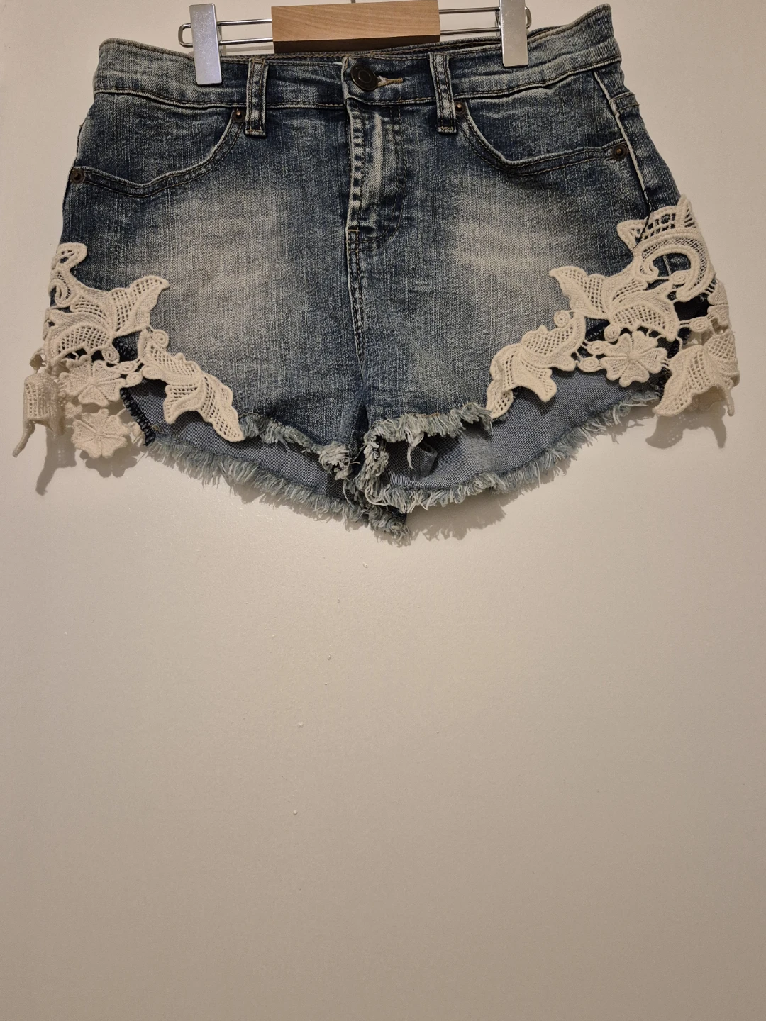 Blu Ruby's Denim Shorts with Lace Inset - Size 27