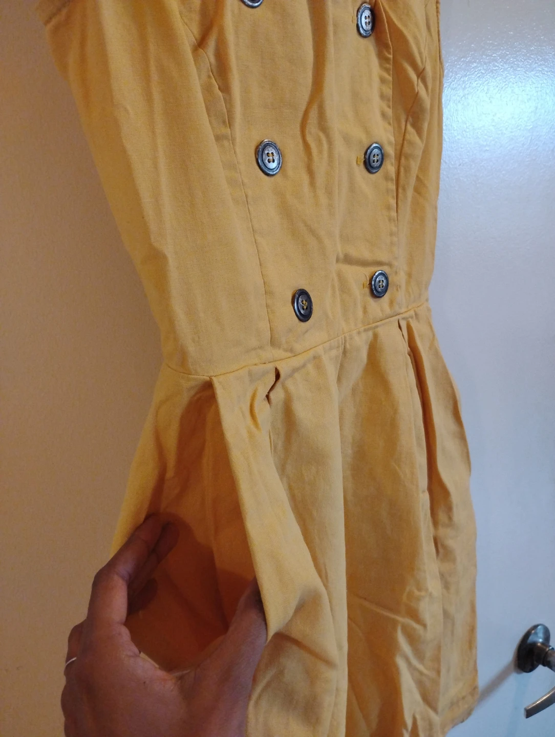Sunflower Yellow Linen Fitted Dress XS