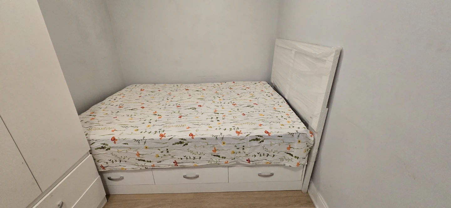 Double bed with storage and mattress