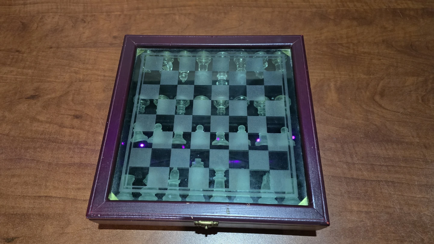 Glass Chess Set with Wooden Case