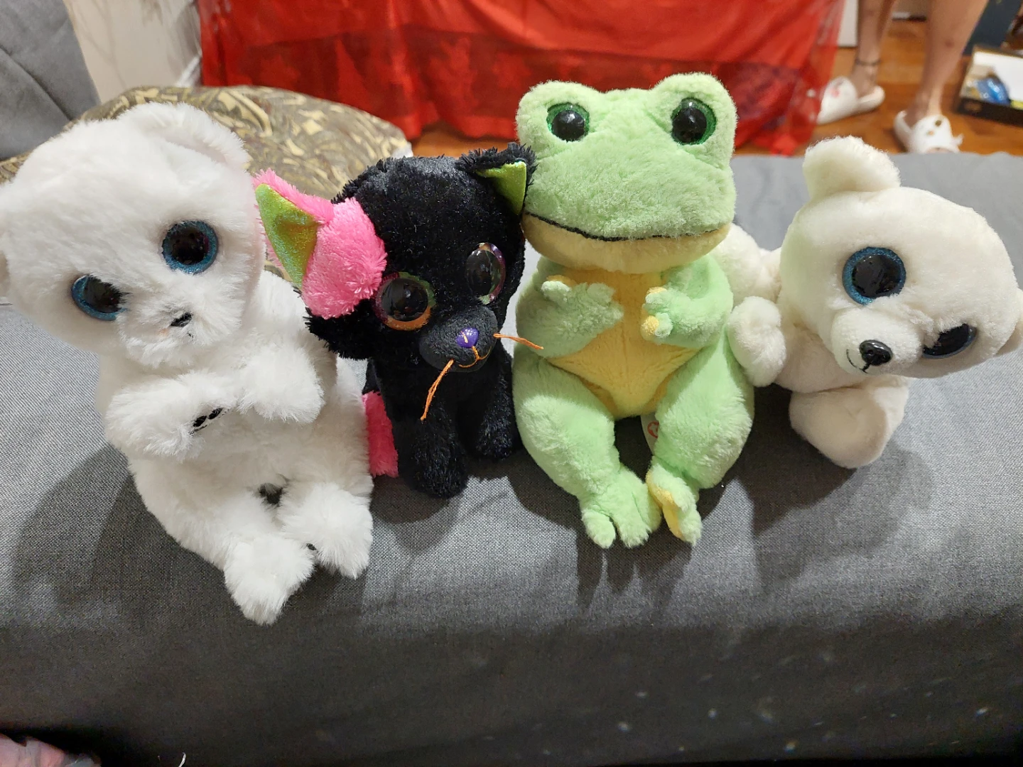 🌱 Set of 4 Beanie Boos Plush Toys - Frog, Polar Bears x2, Cat