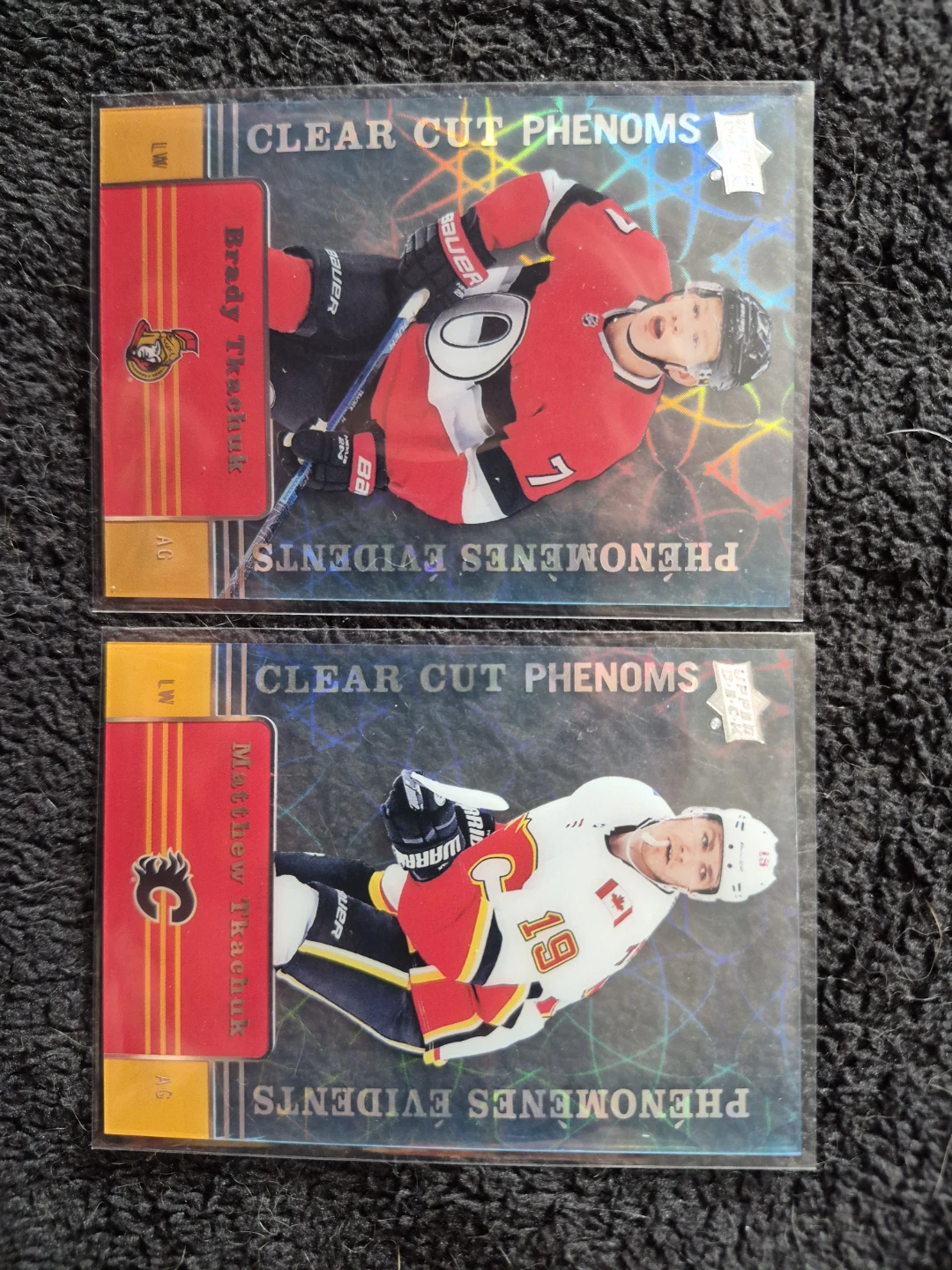 Tkachuk brothers Upper Deck Clear Cut Phenoms Hockey Cards