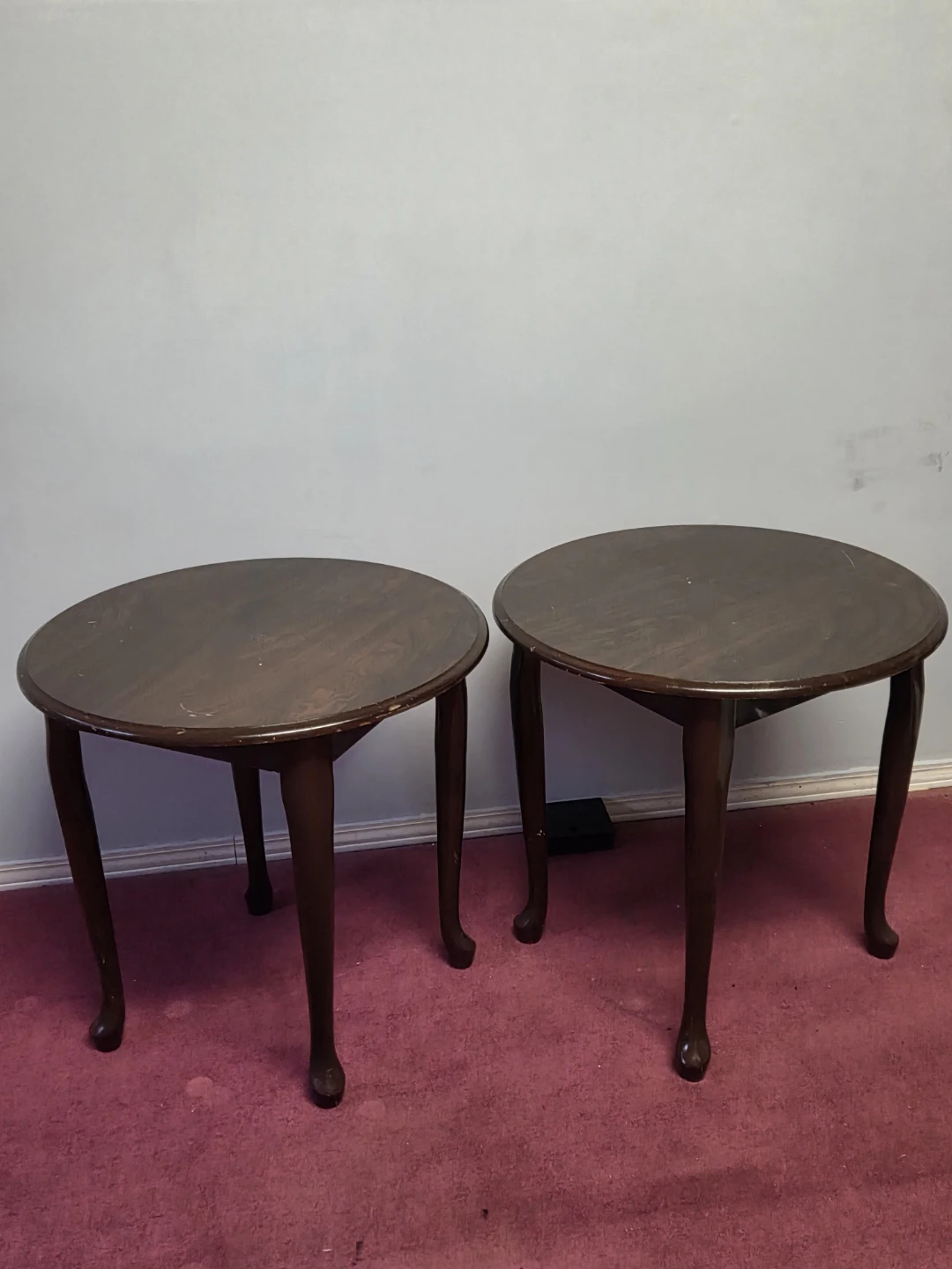 Two Round Wood Side Tables - photo 2