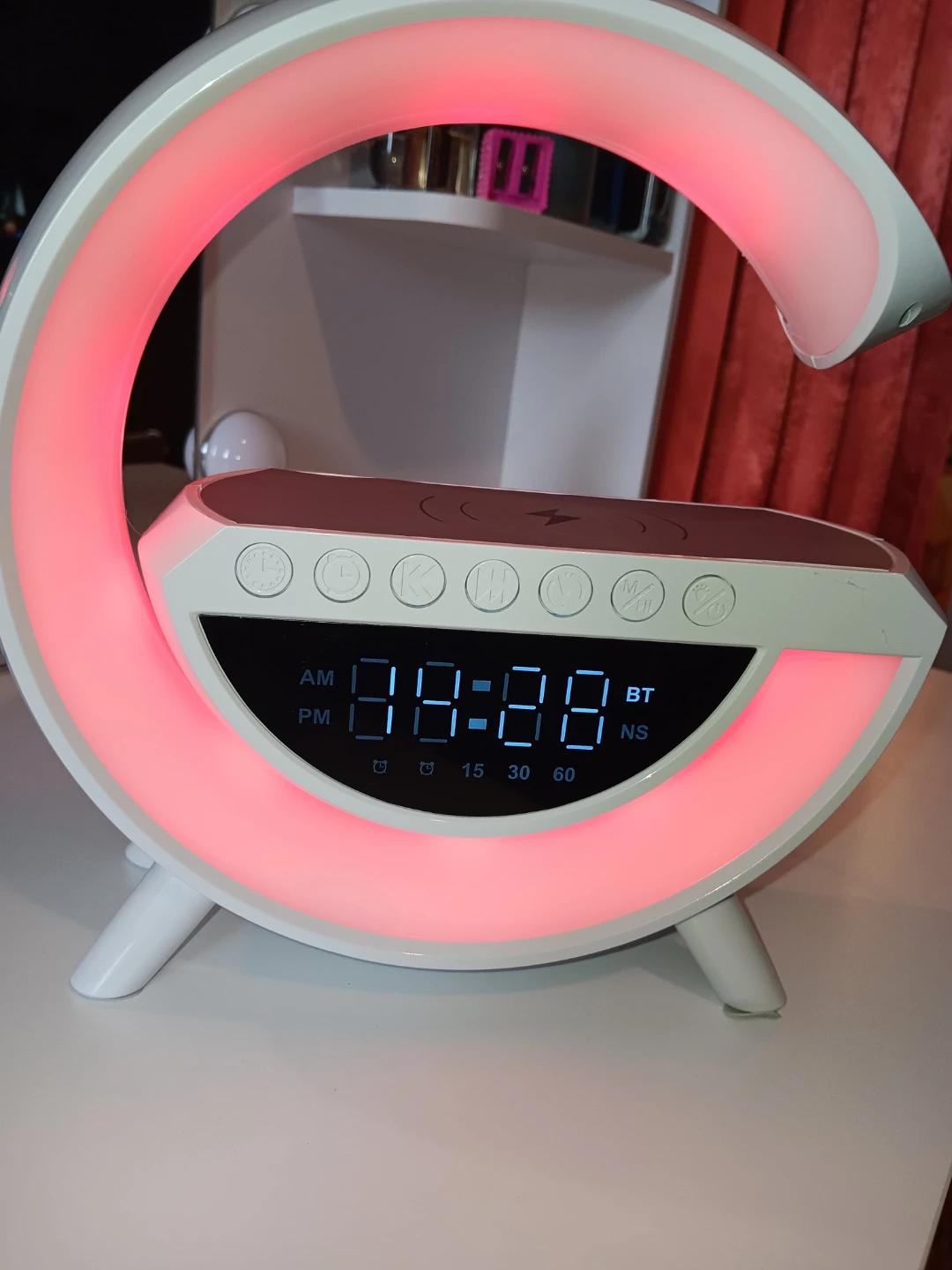 BT-3401 LED Wireless Charging Speaker Lamp Clock