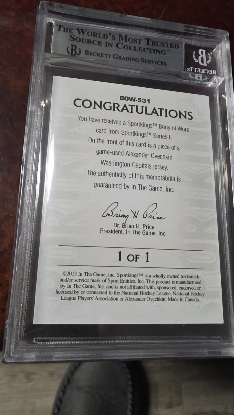 2013 Sportkings Alexander Ovechkin Jersey Card BOW-531 - photo 2