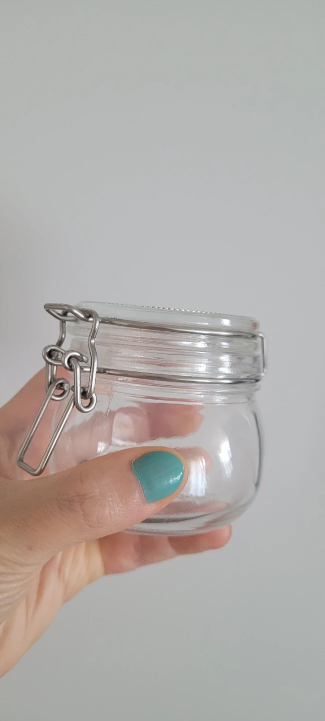Small Clear glass jar with metal clip lid 🌱