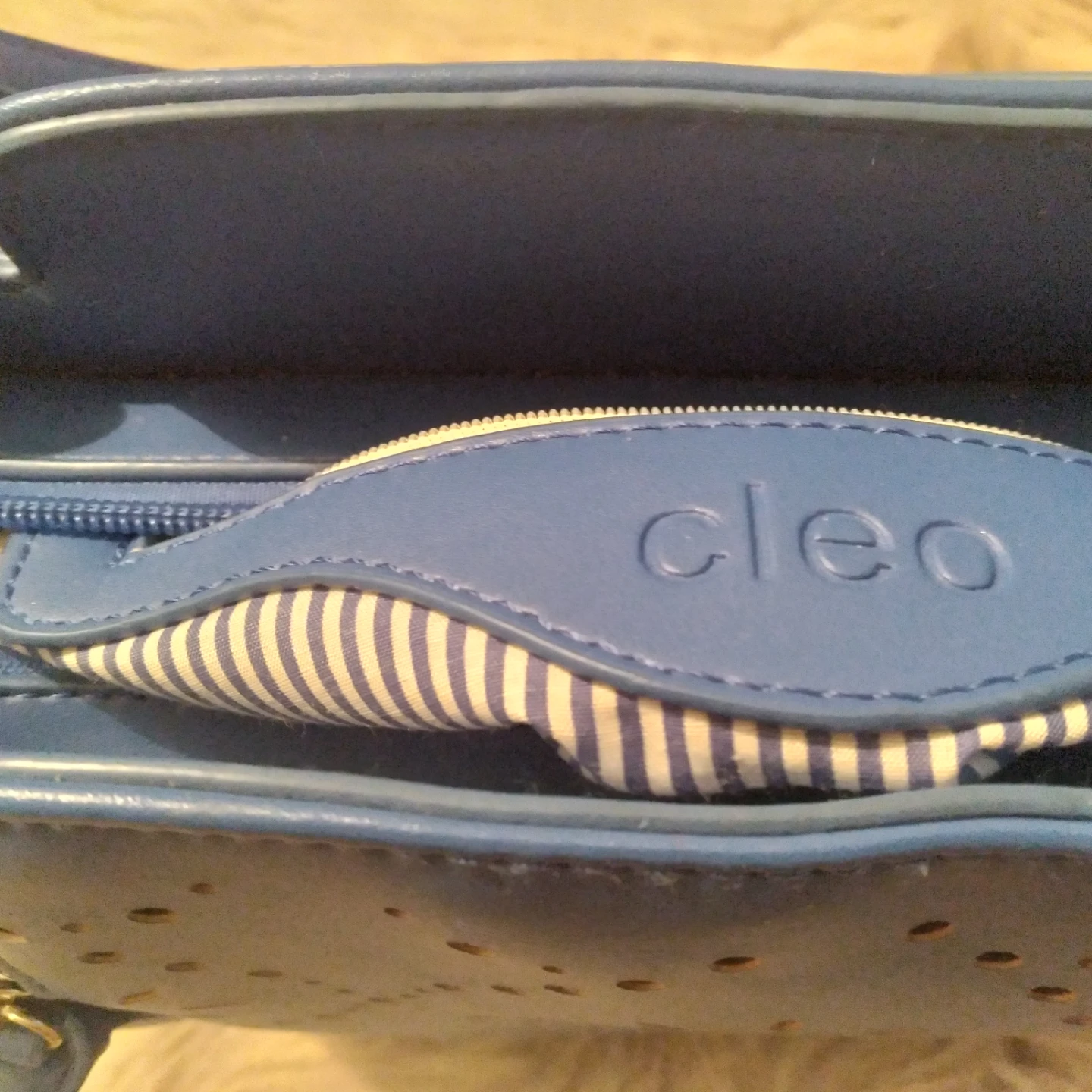 Cleo Blue Perforated Handbag - photo 3