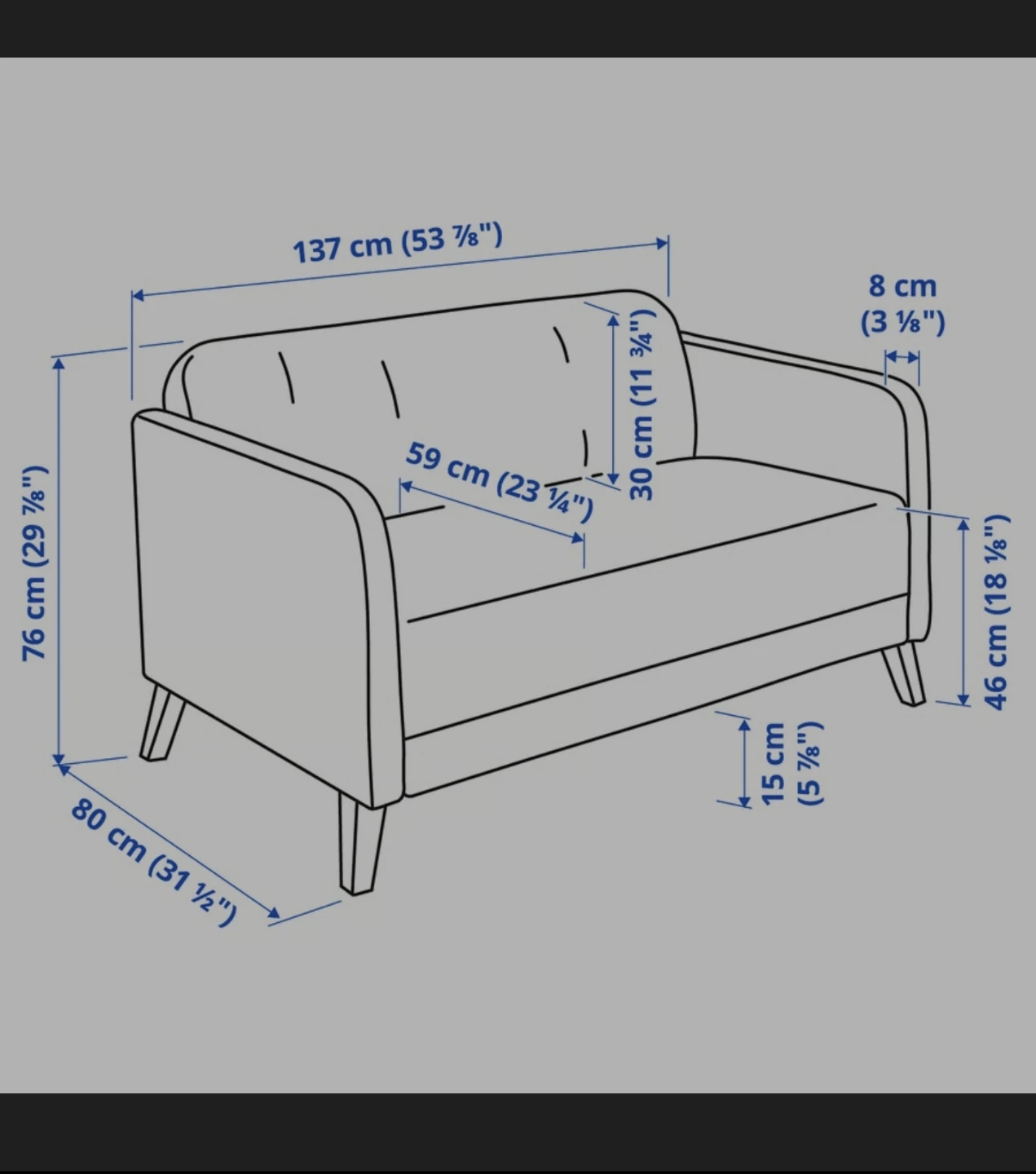 IKEA LINANÄS loveseat in Vissle dark gray. - photo 3