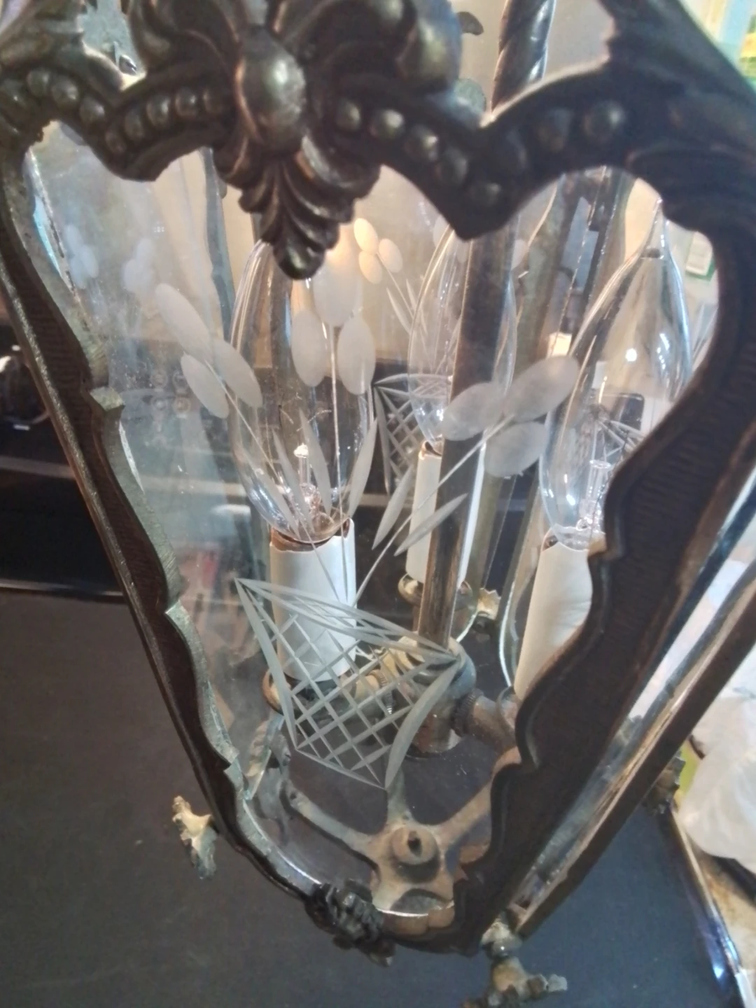 Vintage Brass Chandelier Approx 9x17" - photo 2
