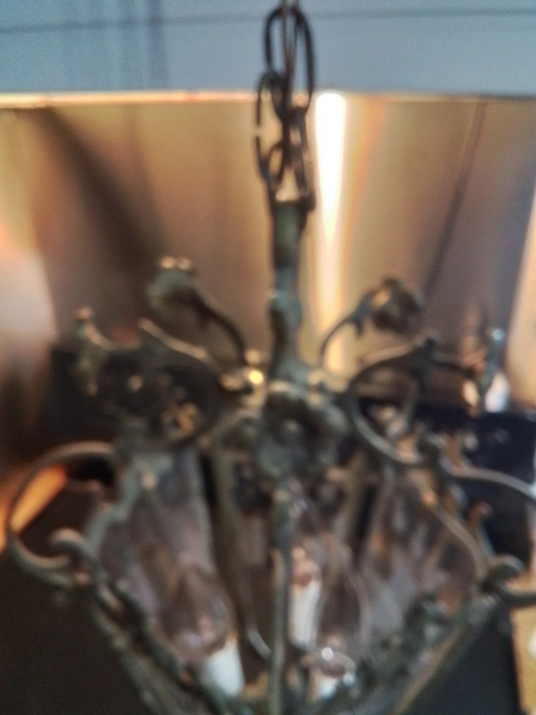 Vintage Brass Chandelier Approx 9x17" - photo 3