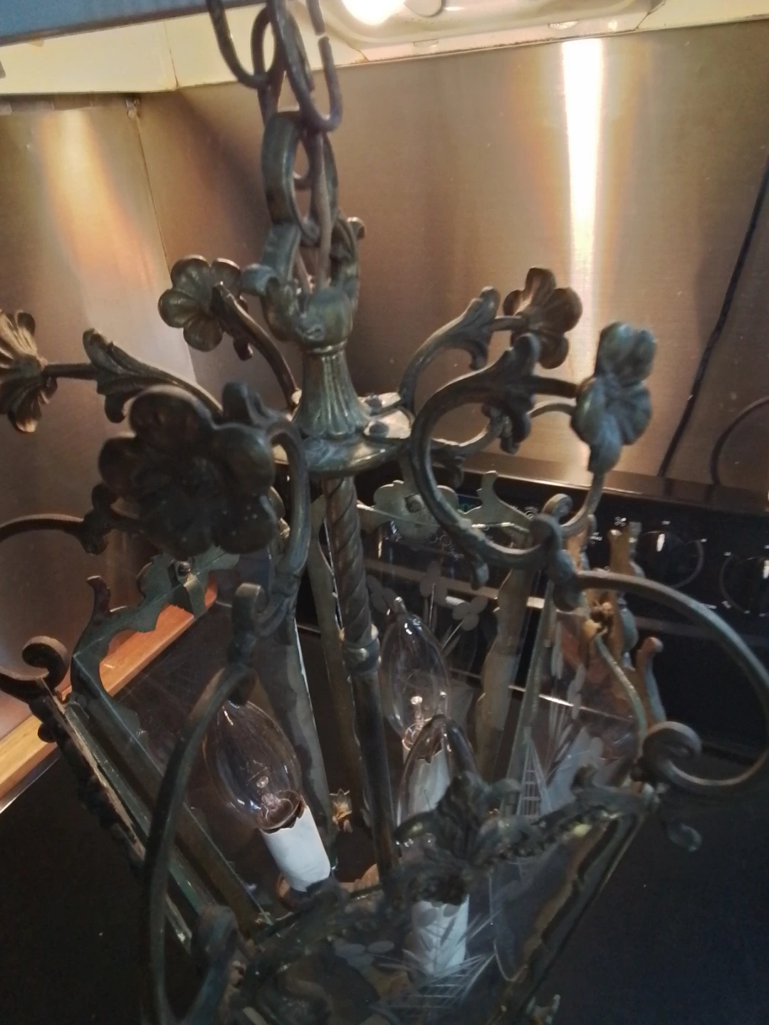 Vintage Brass Chandelier Approx 9x17" - photo 4