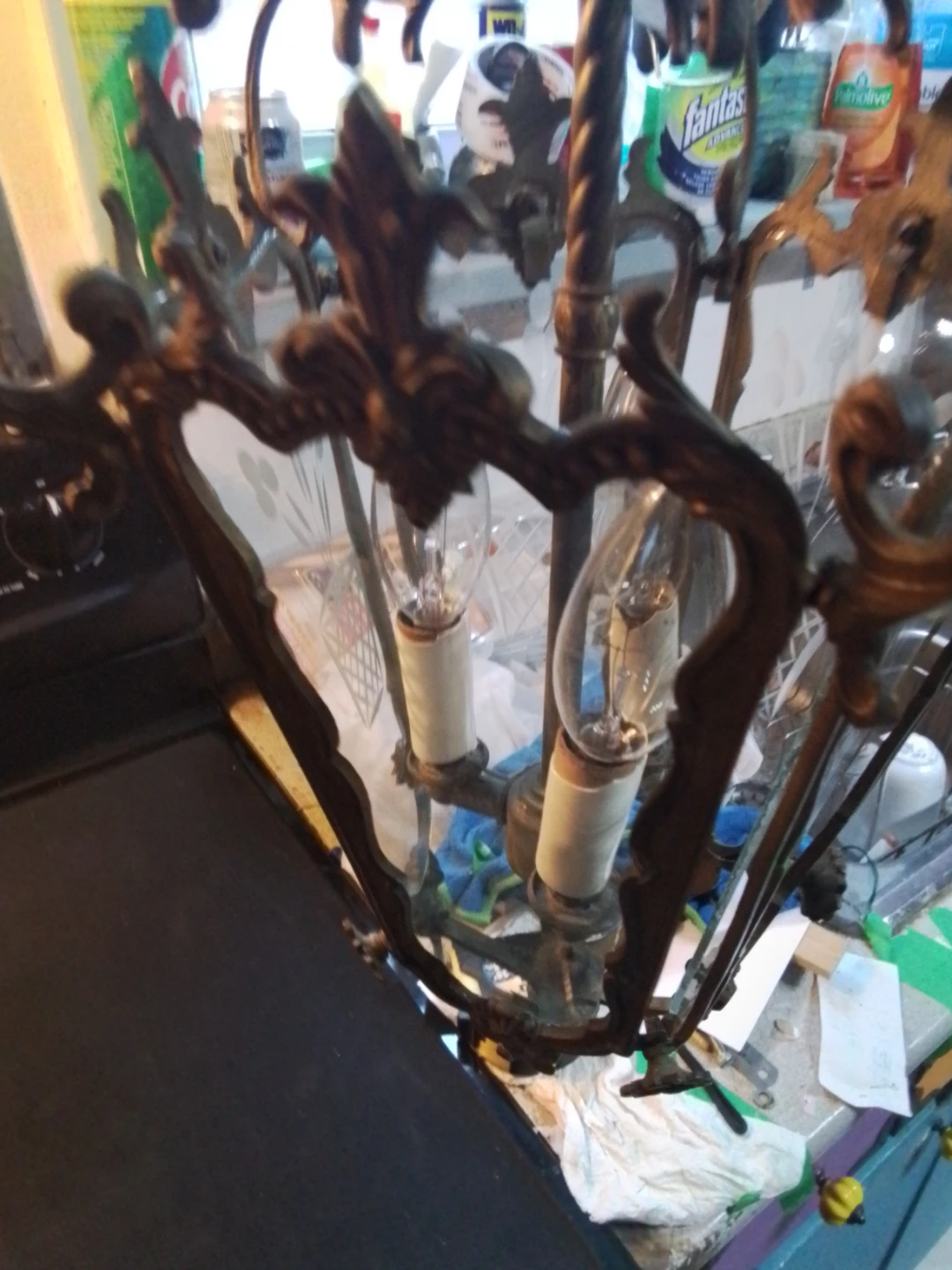 Vintage Brass Chandelier Approx 9x17" - photo 5