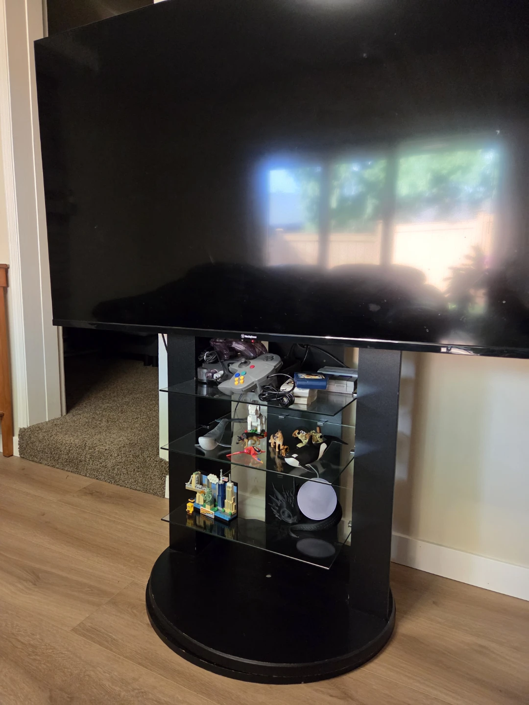 Black TV Stand with Swivel Base