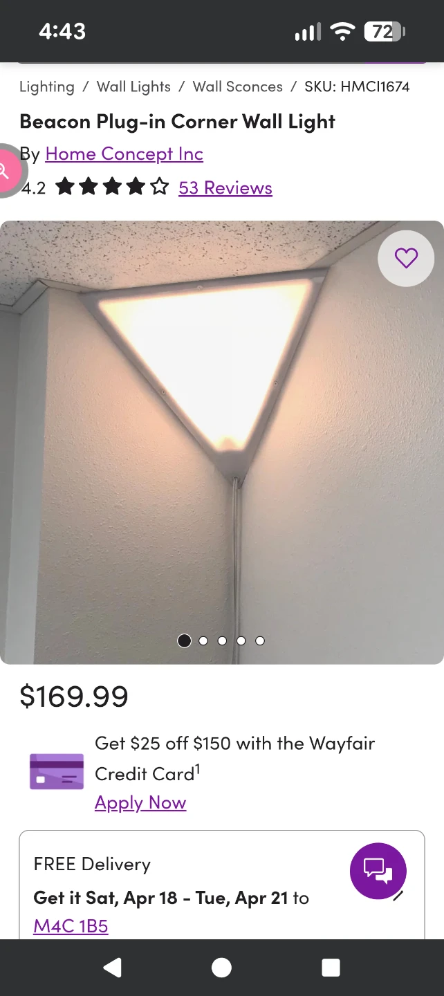 Beacon Plug-in Corner Wall Light