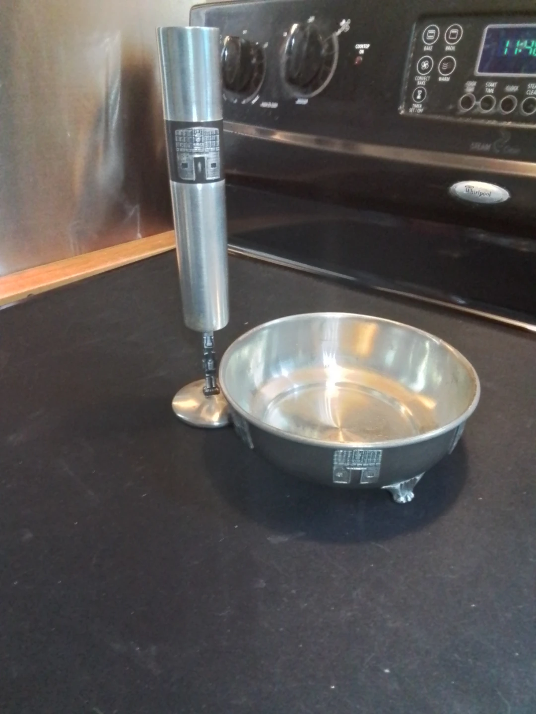 Vintage Carsu Boliviana Pewter Bowl & Cylinder Vase