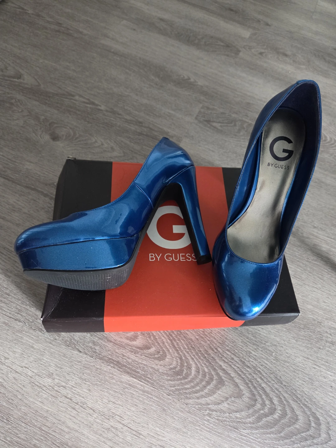 Blue Patent Platform Heels 8.5