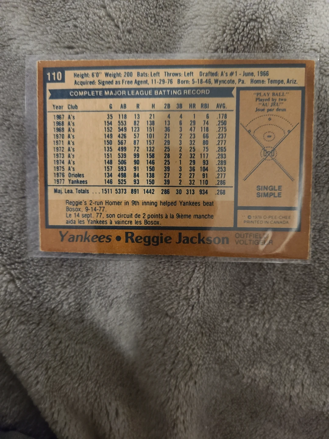Reggie Jackson 1978 Baseball Card - Topps - photo 2