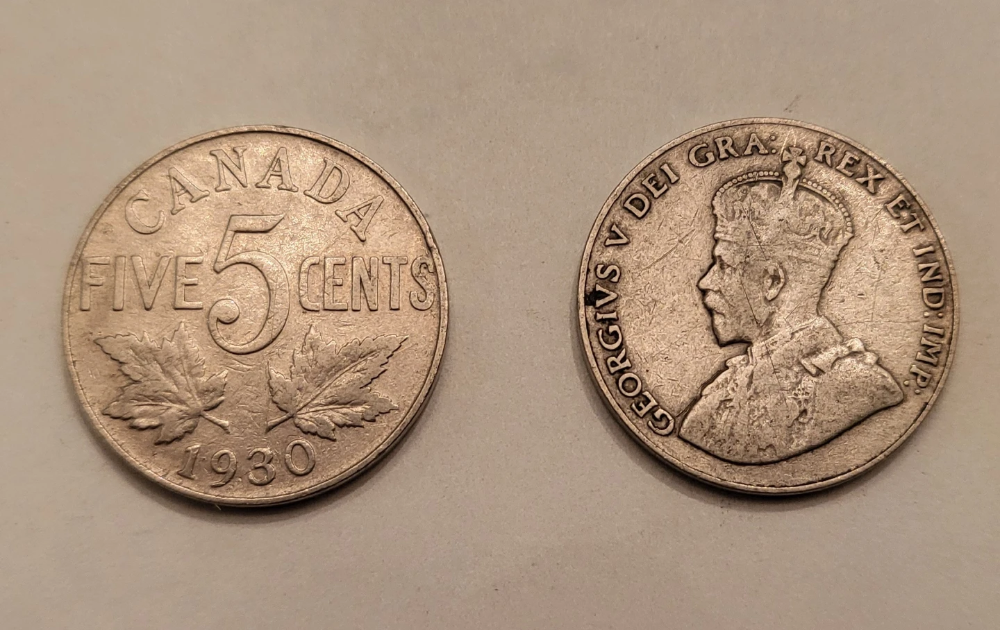 Vintage 1930 Canada Five Cents Coin
