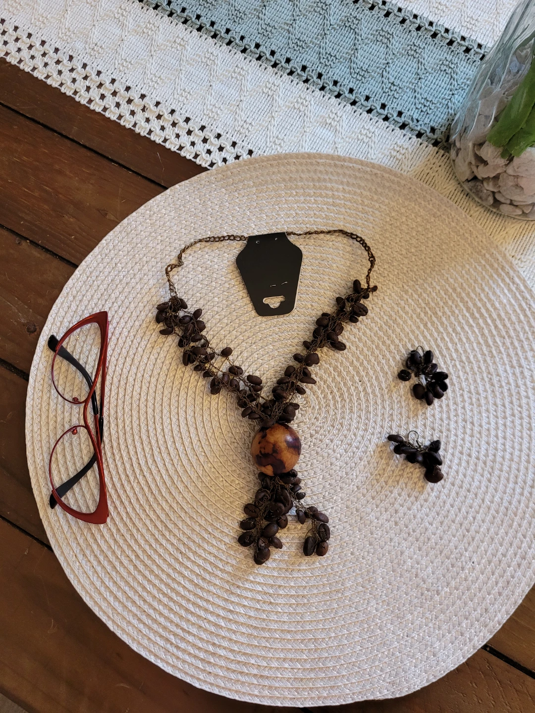 Colombian Coffee Bean Necklace and Earring Set - photo 4