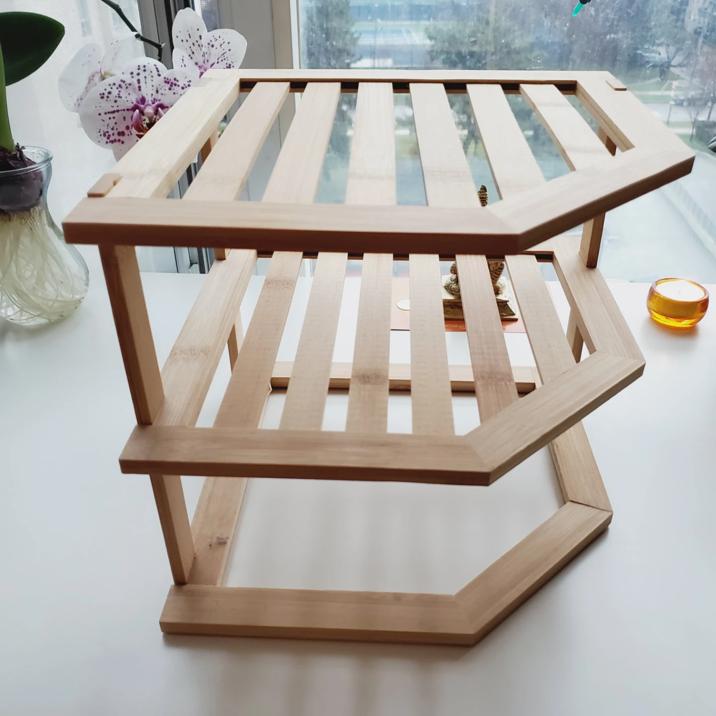 Bamboo Corner Shelf Unit